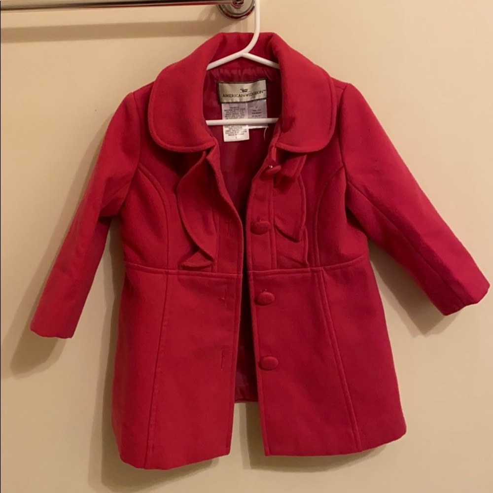 Girls pea coat fuchsia color